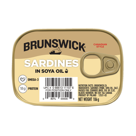 Brunswick Sardines in Soybean Oil, 3.75 Oz (Pack of 5) – Wild-Caught Sardines, Ready-to-Eat, High Protein Snack, Keto & Paleo Friendly